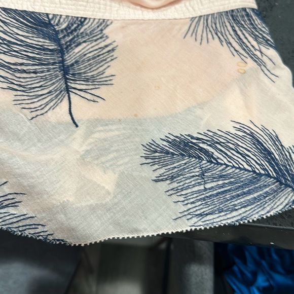 Byron Lars On A Wing Peplum Blouse Feather Print Blouse Size 2 Cotton Womens - Picture 7 of 8